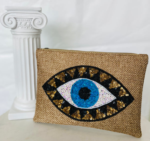 Beaded Black and Gold Mati Clutch