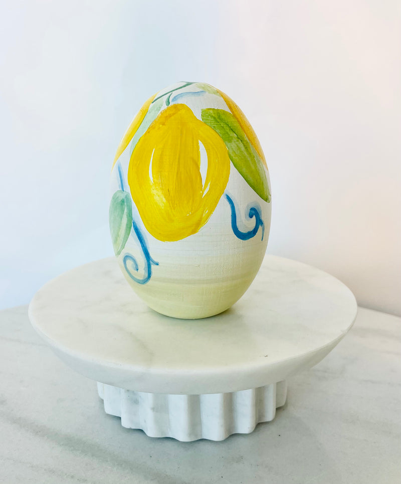 Hand-painted Wooden Lemon Egg Decor