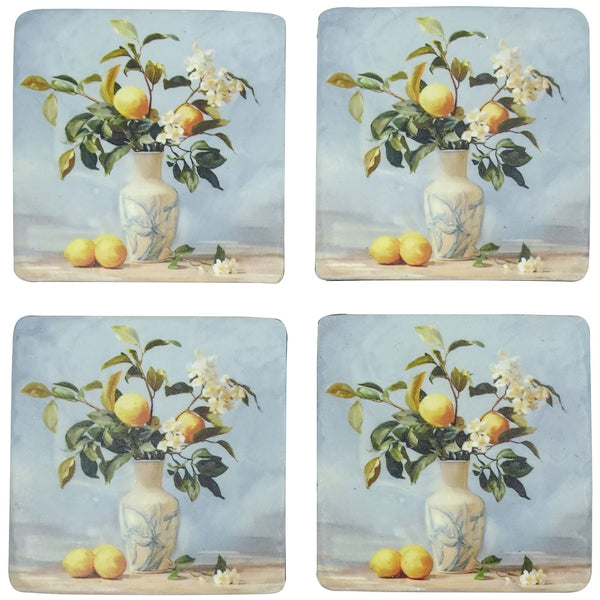 Lemon & Flower Ceramic Coaster