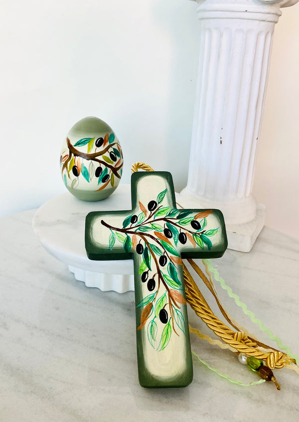 Hand Painted Olive Tree Cross