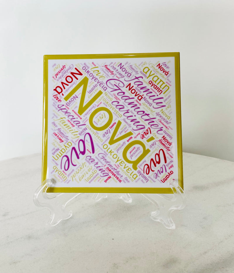 Greek Nona Ceramic Tile with Well Wishes