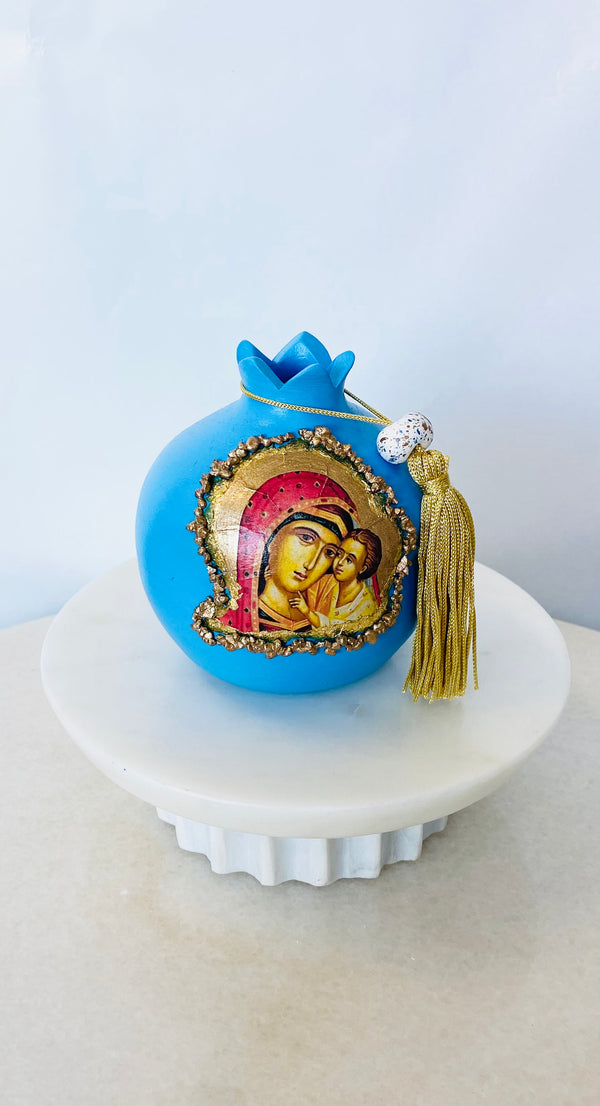 Blue Pomegranate with Panayia and Baby Jesus