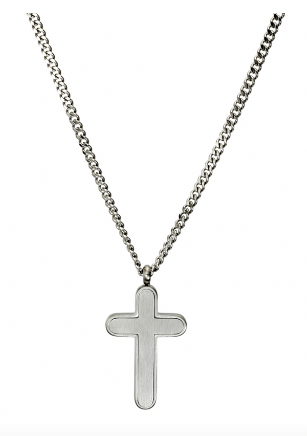 Mens Curved Cross Necklace
