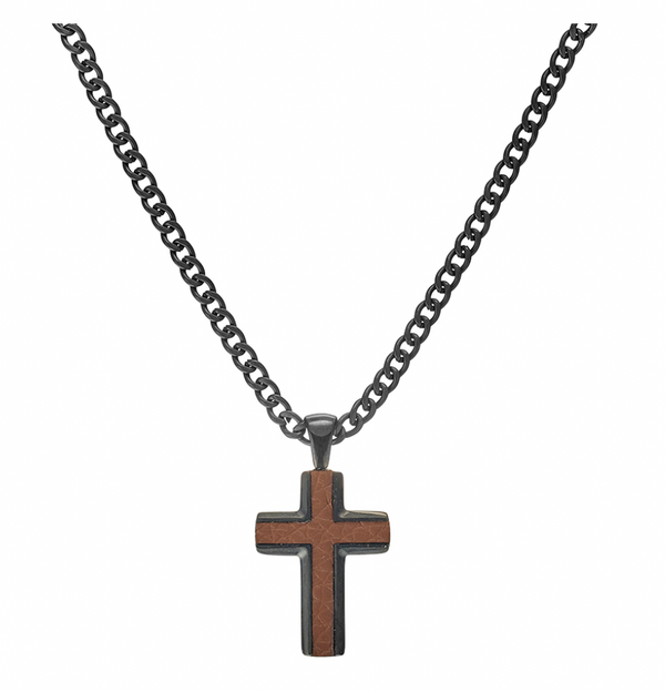 Mens Brown Cross Necklace