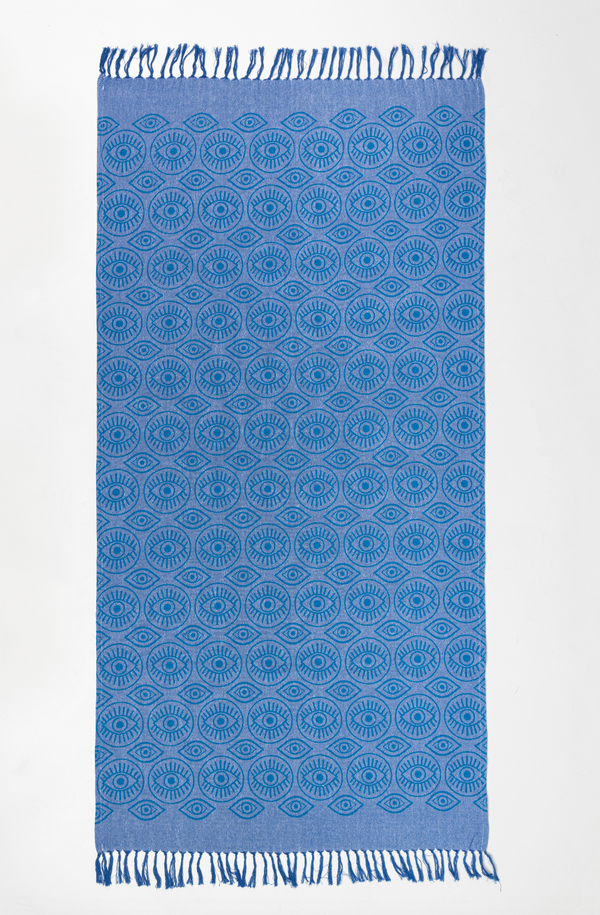 Greek Multi Mati Design Beach Towel - Blue