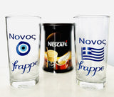 Nonos Frappe Glass - Mati or Flag Design